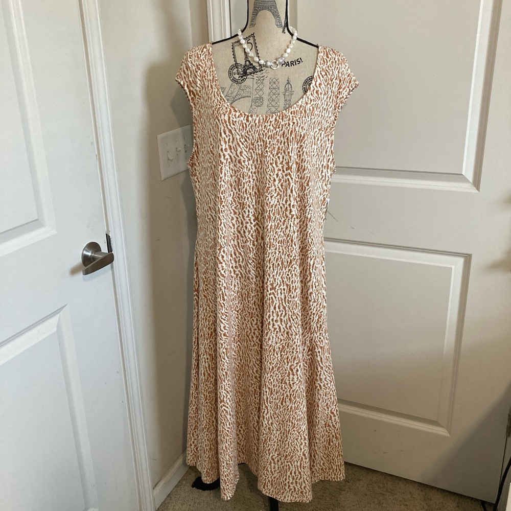 GAP Tan Animal Print Maxi Dress Sleeveless Fit & Flare